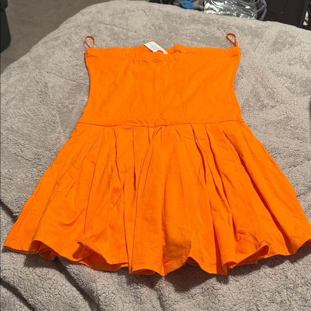 Love J Bright Orange Strapless Dress - Picture 2 of 3